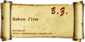 Bakos Zina névjegykártya