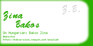 zina bakos business card